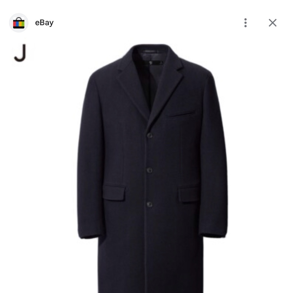 Uniqlo x Jil Sander Wool Coat L Black Single Breasted Minimalist Overcoat - Picture 2 of 8